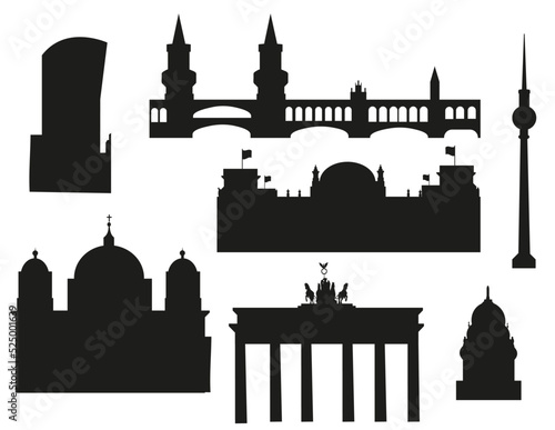 Berlin famous landmark silhouette 7 set