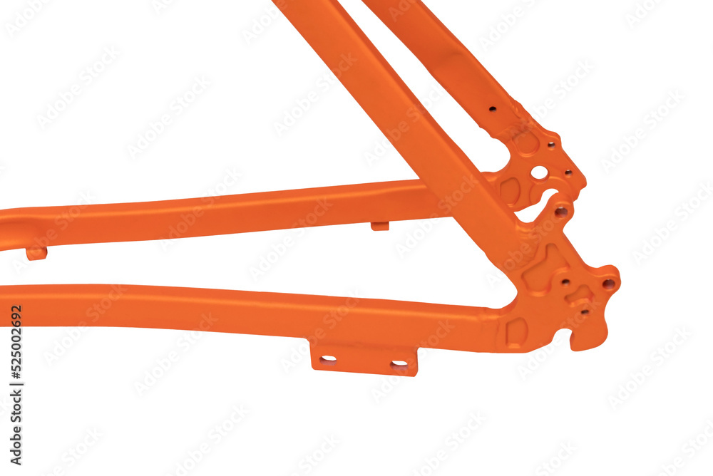 Modern frame, base for a sports bike, steel on an isolated white background Modern frame, base for a sports bike, steel on an isolated white background