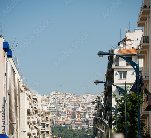 THessaloniki rooftops view square image of the beautiful Greek port city on the Thermaic Gulf of the Aegean Sea photo