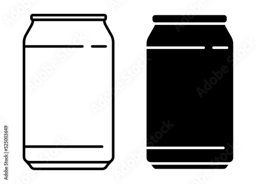 Linear icon, aluminum can for soft drinks. Storing cocktails and soda in jar. Simple black and white vector isolated on white background