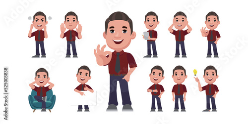 Man with different poses. vector