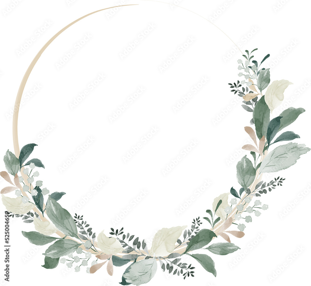 Fototapeta premium Watercolor Leaves Wreaths Frame