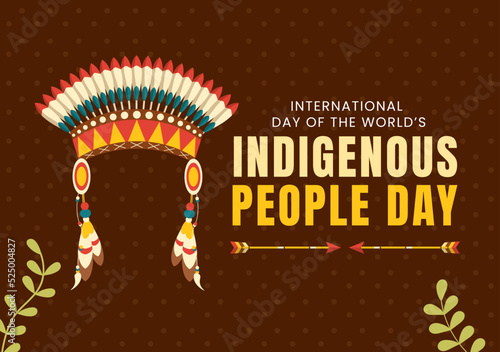 Worlds Indigenous Peoples Day on August 9 Hand Drawn Cartoon Flat Illustration to Raise Awareness and Protect the Rights Population