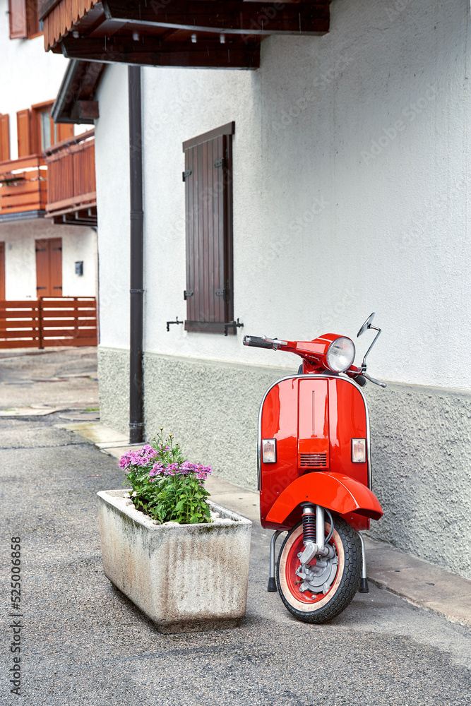 Tipical red Italian motorcicle scene