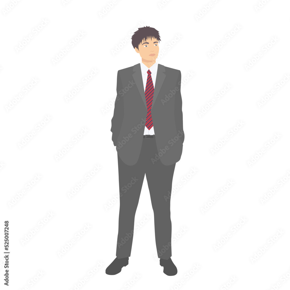 Young man in classic suit isolated on white background. Vector illustration. Cartoon flat style Young man in classic suit isolated on white background. Vector illustration. Cartoon flat style