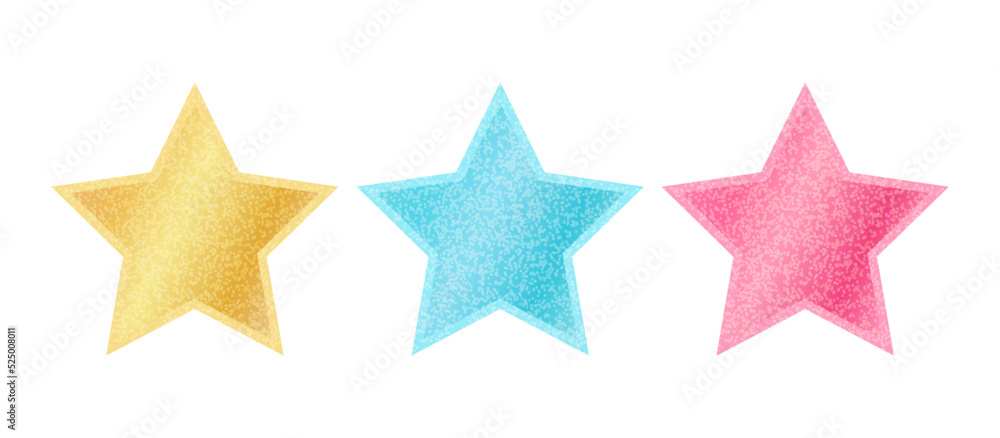 Vector icons of stars with metallic glitter. Vector emblem of stars for game rating. Vector icons of stars with metallic glitter. Vector emblem of stars for game rating.