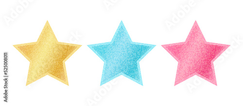Vector icons of stars with metallic glitter. Vector emblem of stars for game rating. photo