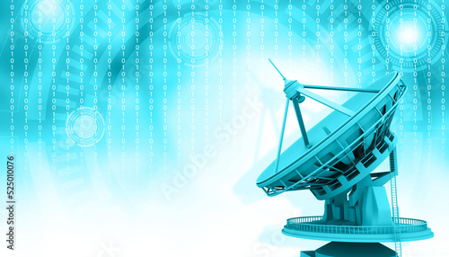 Satellite communication dish antenna. modern technology background. 3d illustration.