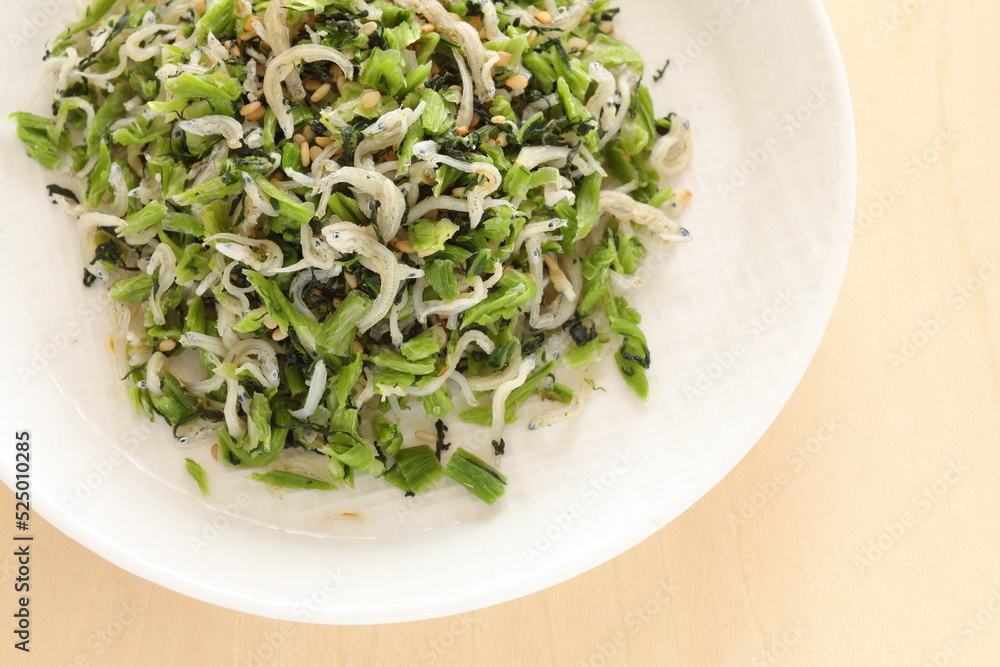 Japanese food, dried small fish and green leaves vegetable for rice topping Furikake Japanese food, dried small fish and green leaves vegetable for rice topping Furikake