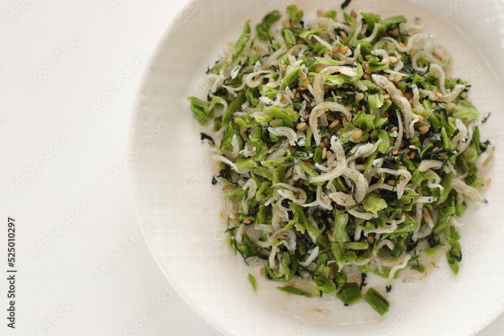 Japanese food, dried small fish and green leaves vegetable for rice topping Furikake Japanese food, dried small fish and green leaves vegetable for rice topping Furikake