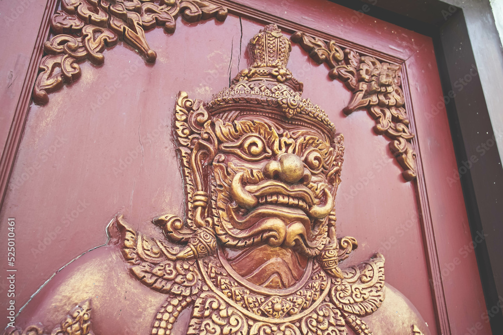 Demon on the gate at Nakon Si Thammarat City Pillar Shrine.