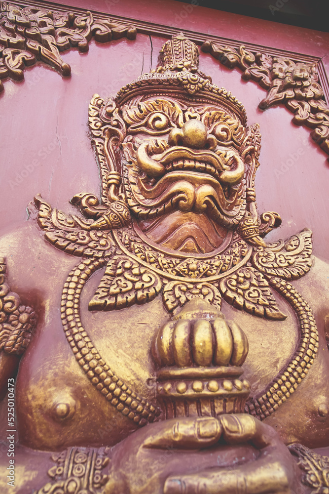 Demon on the gate at Nakon Si Thammarat City Pillar Shrine.