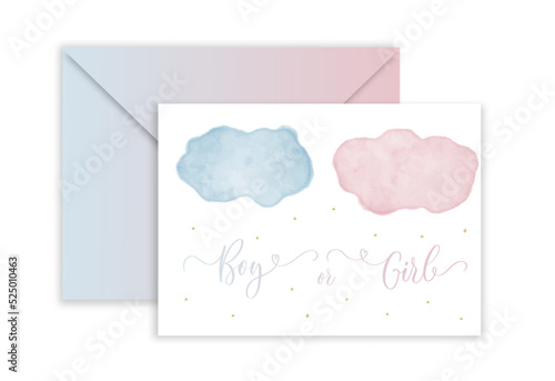 Gender Reveal calligraphy banner Boy or Girl. For Baby shower party invitation