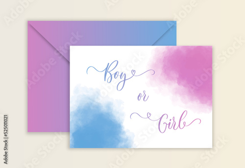 Gender Reveal calligraphy banner Boy or Girl. For Baby shower party invitation