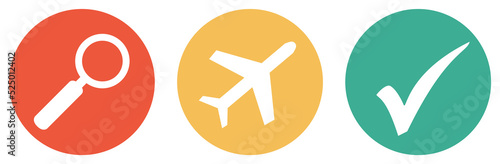 Leinwand Poster Flug oder Flughafen suchen - Bunter Button Banner