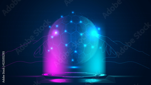 Futuristic global network technology concept