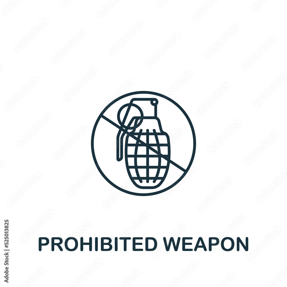Prohibited Weapon icon. Line simple line Protest icon for templates, web design and infographics