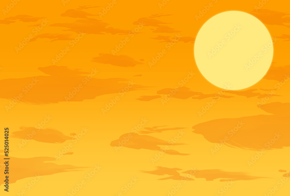 オレンジ色の空と太陽