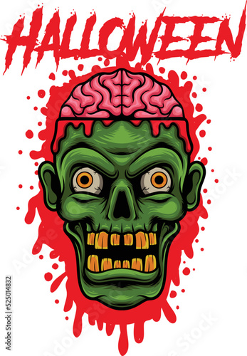 halloween skull with blood