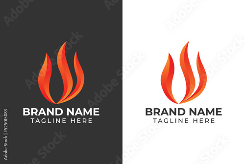 logo fire power gradient color template design 