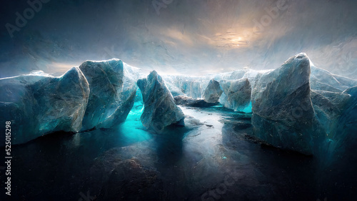 Fotografie, Tablou Cold blue iceberg and ice glacier in polar ocean as illustration