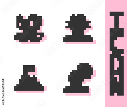 Set Male doctor, Medicine pill tablet, Mountains with flag on top and Concussion, headache icon. Vector