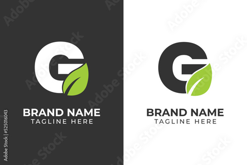 logo type G leaf go green template design 