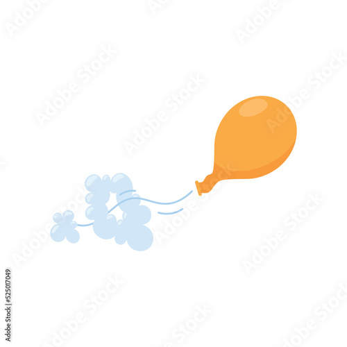 Deflating balloon flies away flat cartoon vector illustration isolated on white. photo