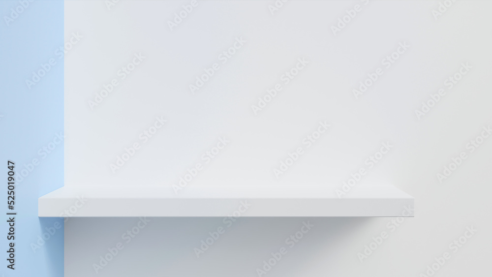 Empty white shop shelf, retail shelf on blue sky vintage background. Empty white shop shelf, retail shelf on blue sky vintage background.