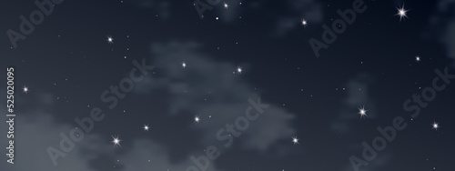 Night sky with clouds and many stars