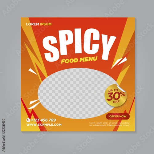 Spicy food social media banner post design template	