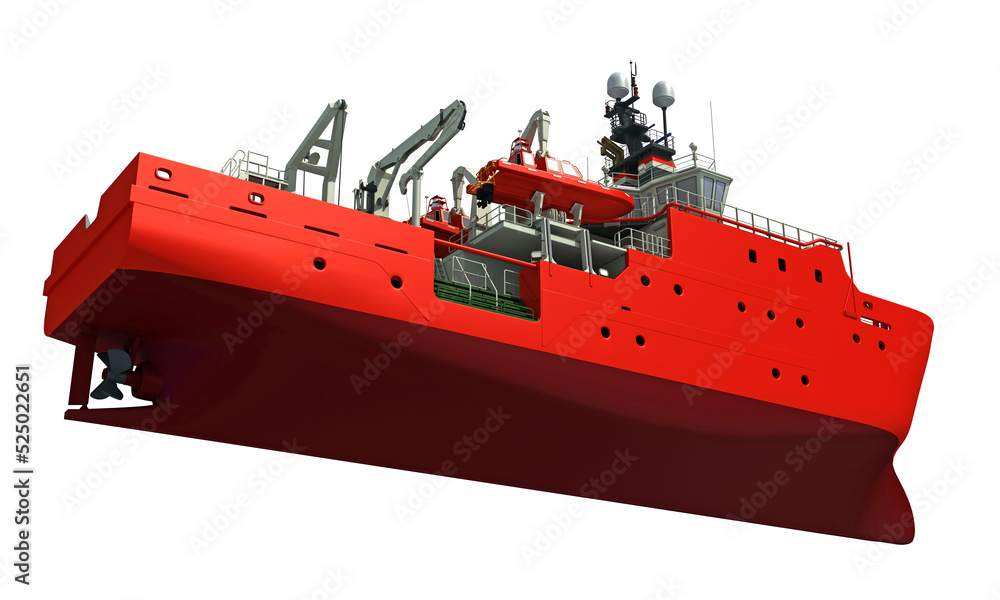 Response and Rescue Ship 3D rendering vessel on white background Response and Rescue Ship 3D rendering vessel on white background
