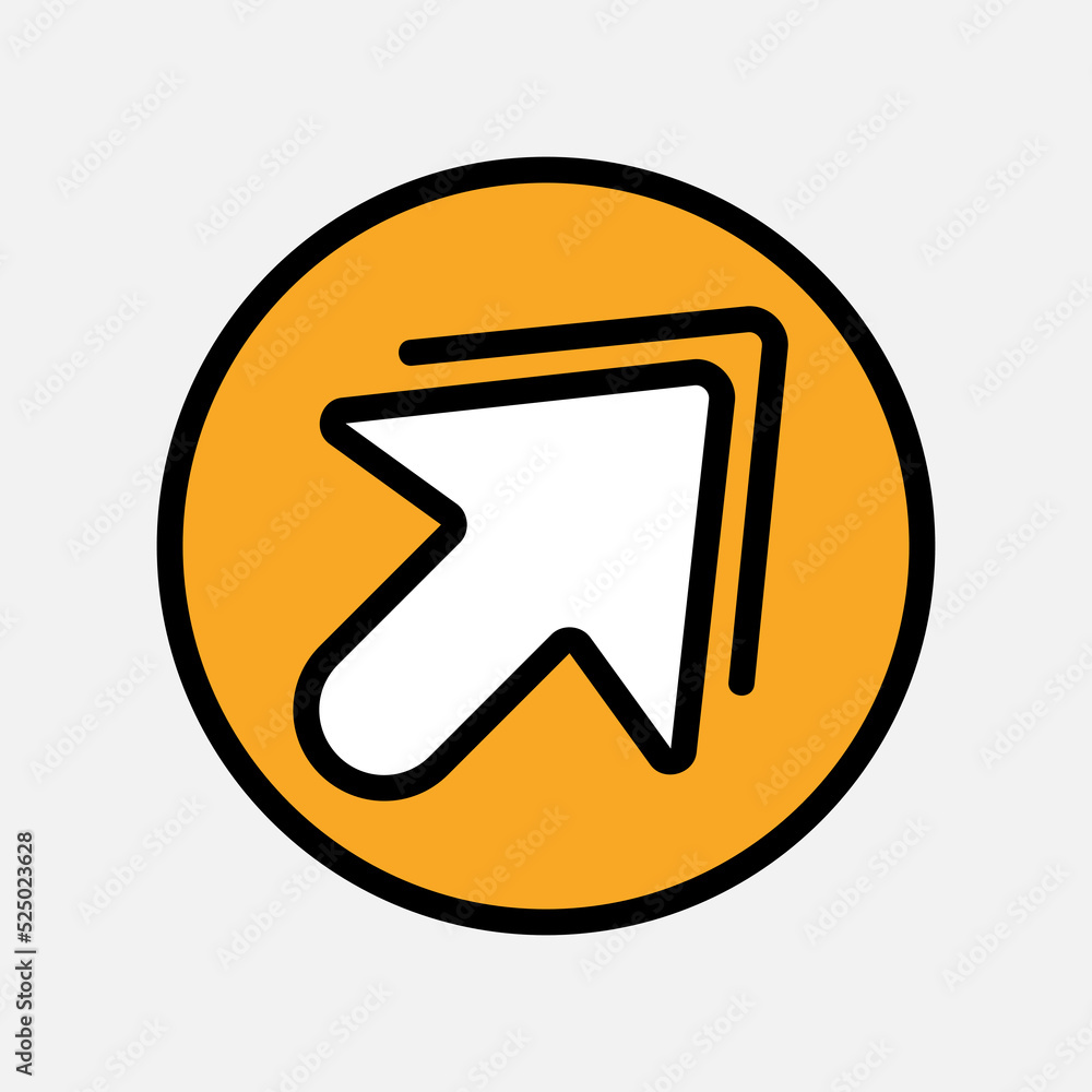 Up right arrow icon in filled line style, use for website mobile app presentation Up right arrow icon in filled line style, use for website mobile app presentation
