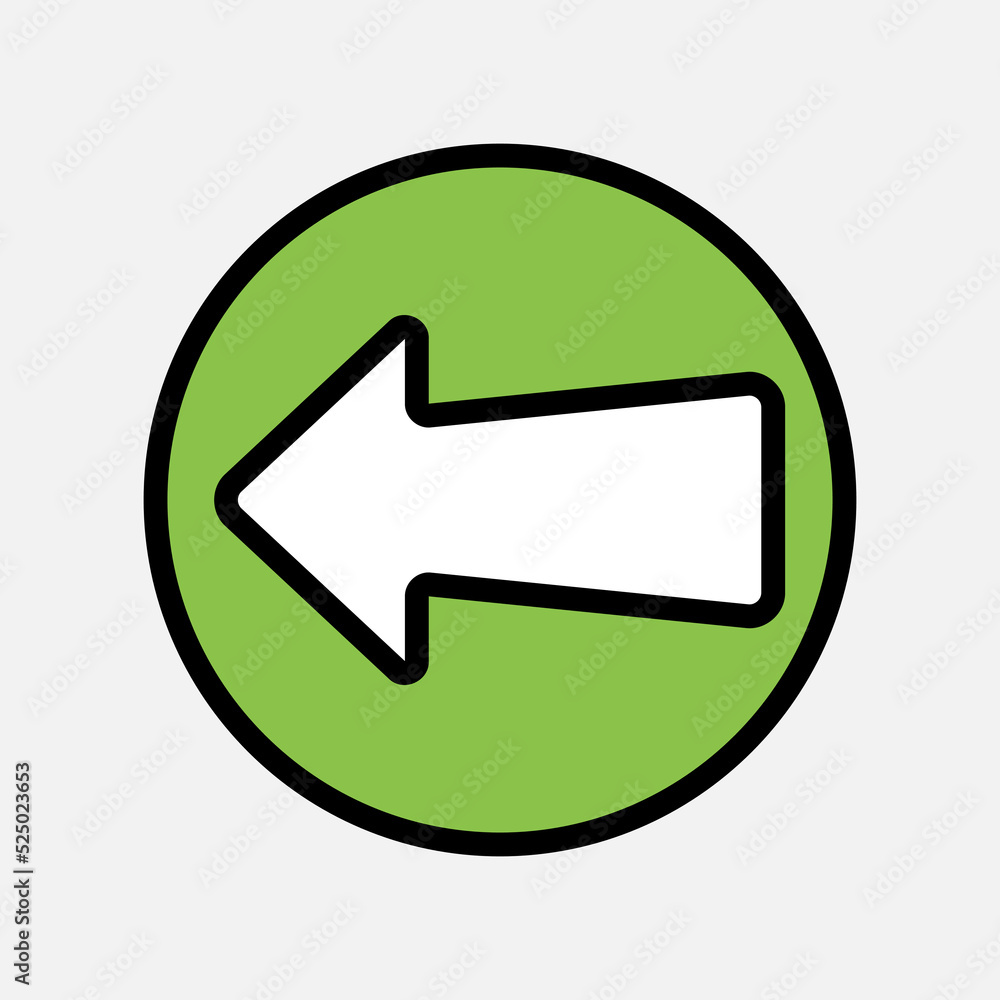 Left arrow icon in filled line style, use for website mobile app presentation