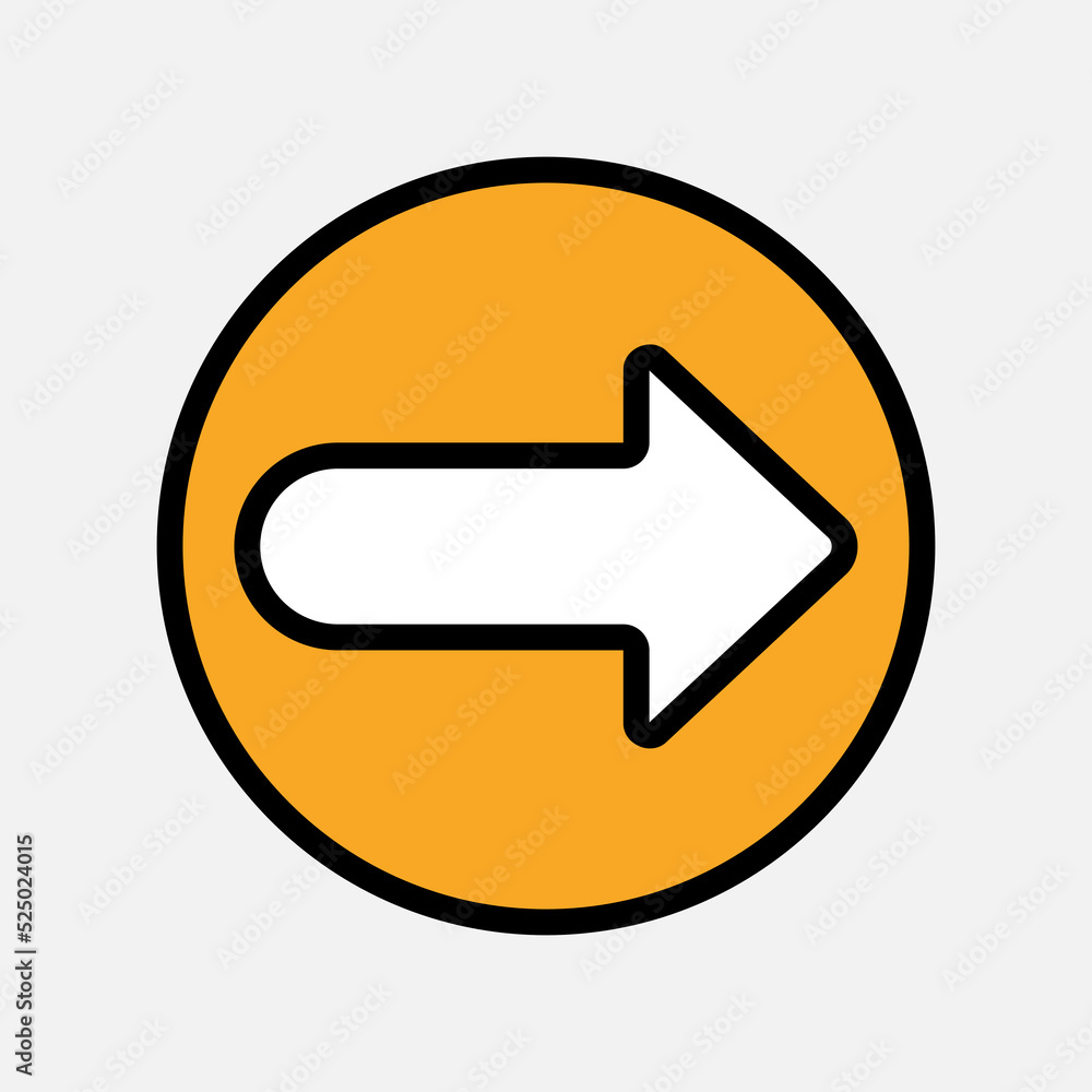 Right arrow icon in filled line style, use for website mobile app presentation Right arrow icon in filled line style, use for website mobile app presentation