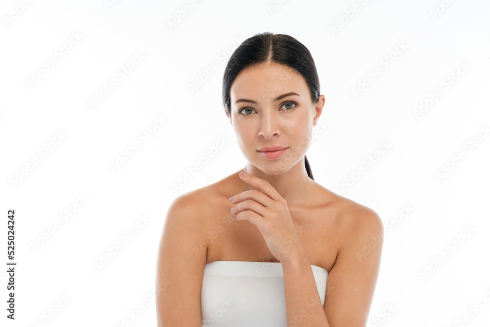 Beautiful smiling of young beauty pretty caucasian woman clean fresh healthy white skin facial treatment.asian girl model with fashion cosmetic makeup skin care look at camara.spa and beauty concept Beautiful smiling of young beauty pretty caucasian woman clean fresh healthy white skin facial treatment.asian girl model with fashion cosmetic makeup skin care look at camara.spa and beauty concept
