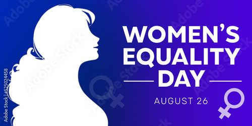 Women's Equality Day Minimalist modern banner in blue color with a white portrait design © visuals6x