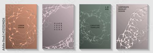 Premium music party posters. Intersecting waves render textures. Tracery magazine vector templates. Night party posters collection fluid curves graphic design.