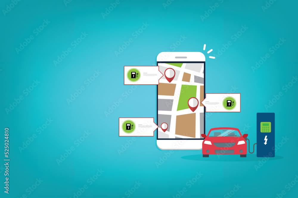 Owner of the electric car using smart phone to locate charging station in the city Owner of the electric car using smart phone to locate charging station in the city
