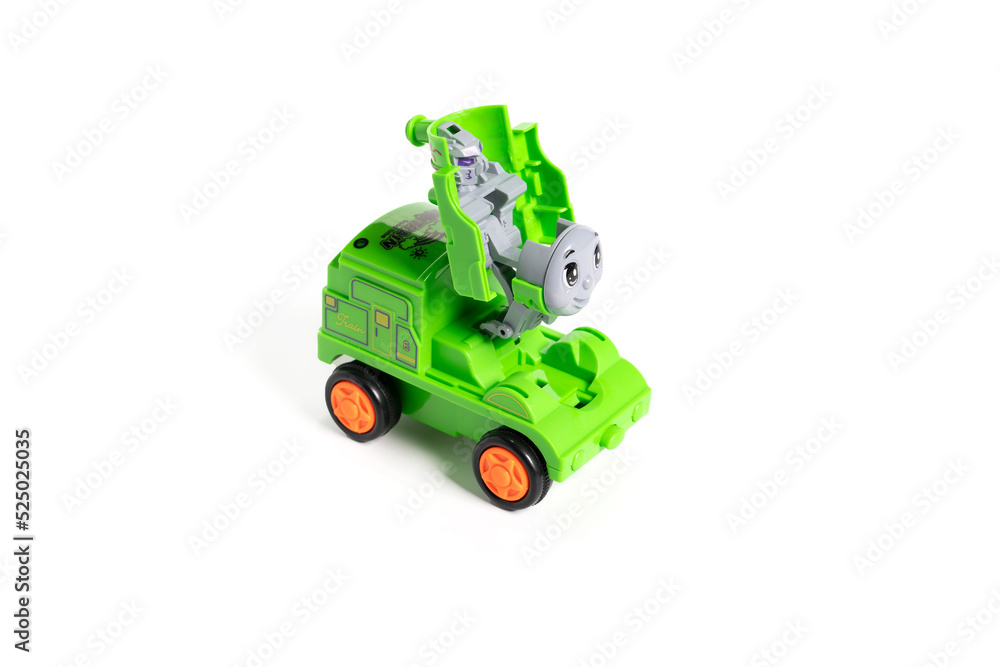 Colorful plastic train, isolated on white background. Colorful plastic train, isolated on white background.