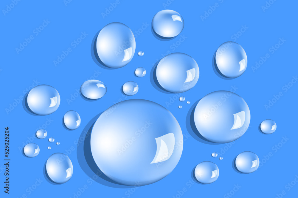 Set of transparent realistic water drops on surface vector isolated. Rain droplets. Bubbles of different shapes. Water condensate, shiny liquid. Set of transparent realistic water drops on surface vector isolated. Rain droplets. Bubbles of different shapes. Water condensate, shiny liquid.