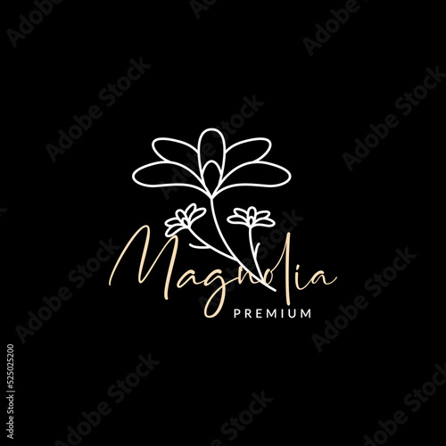 magnolia flower beauty logo design minimal