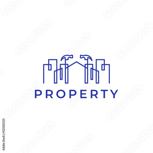 repair building with hammer logo design