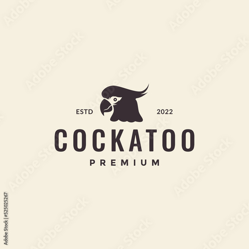 cockatoo head hipster logo design