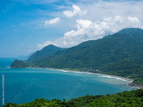 East coast of Taiwan with amazing ocean and mountain views in Hualien, Taiwan.