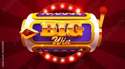Slot machine wins the jackpot. 777 Big win casino concept.