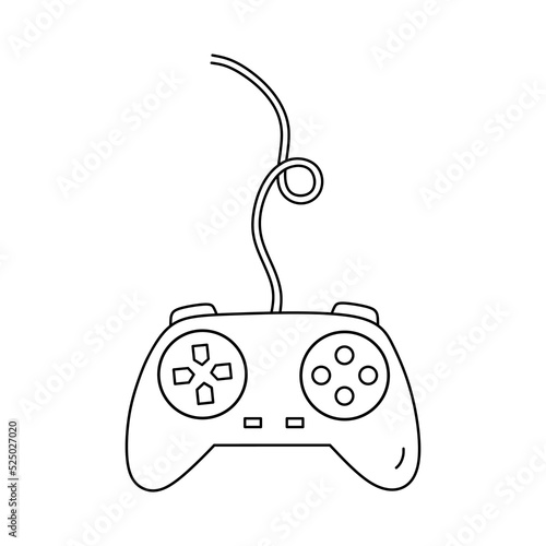 Video game controller, joystick gamepad isolated on white background. Vector hand-drawn illustration in doodle style. Perfect for decorations, cards, logo, various designs.