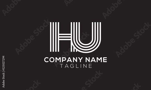 Letter HU minimal vector design template