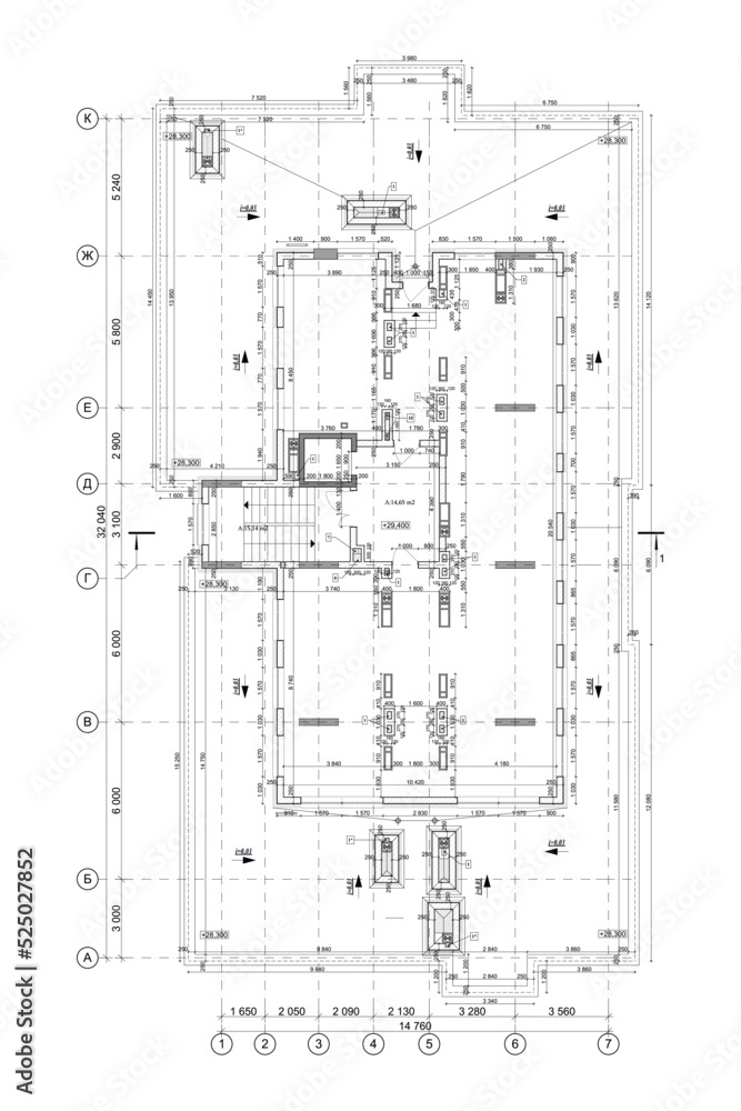 Technical storey multistory building vector blueprint Technical storey multistory building vector blueprint