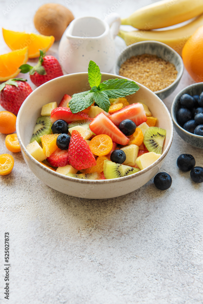 Healthy fresh fruit salad in a bowl Healthy fresh fruit salad in a bowl